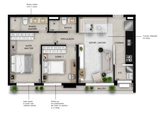 Apartamento Sync Cidade Opus 70 m²