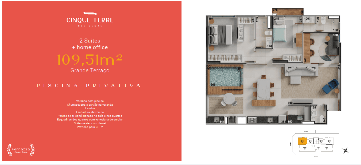 Agio de Apartamento Cinque Terre Residenze 109M²