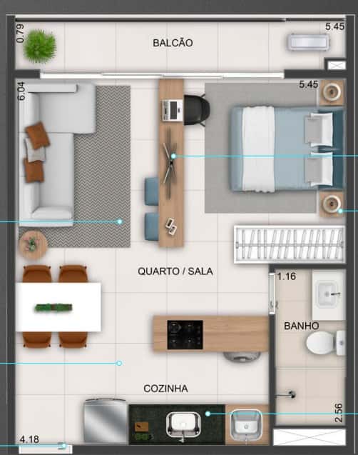 Ágio Smart Areião 40m²