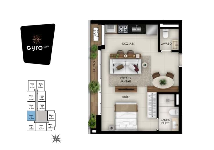 Ágio Apartamento Gyro Cidade Opus 43m²