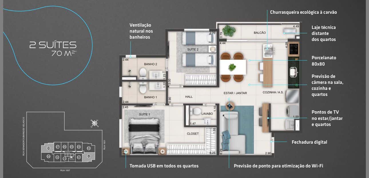 Apartamento Smart Parque Areião 70m²