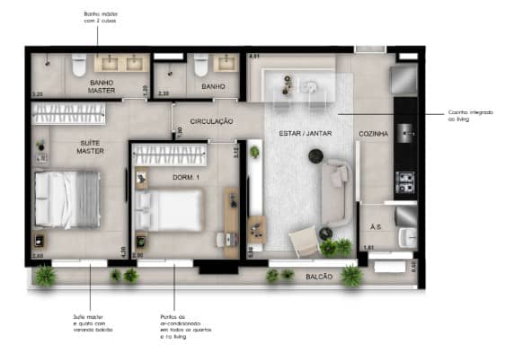Apartamento Sync Cidade Opus 70 m²