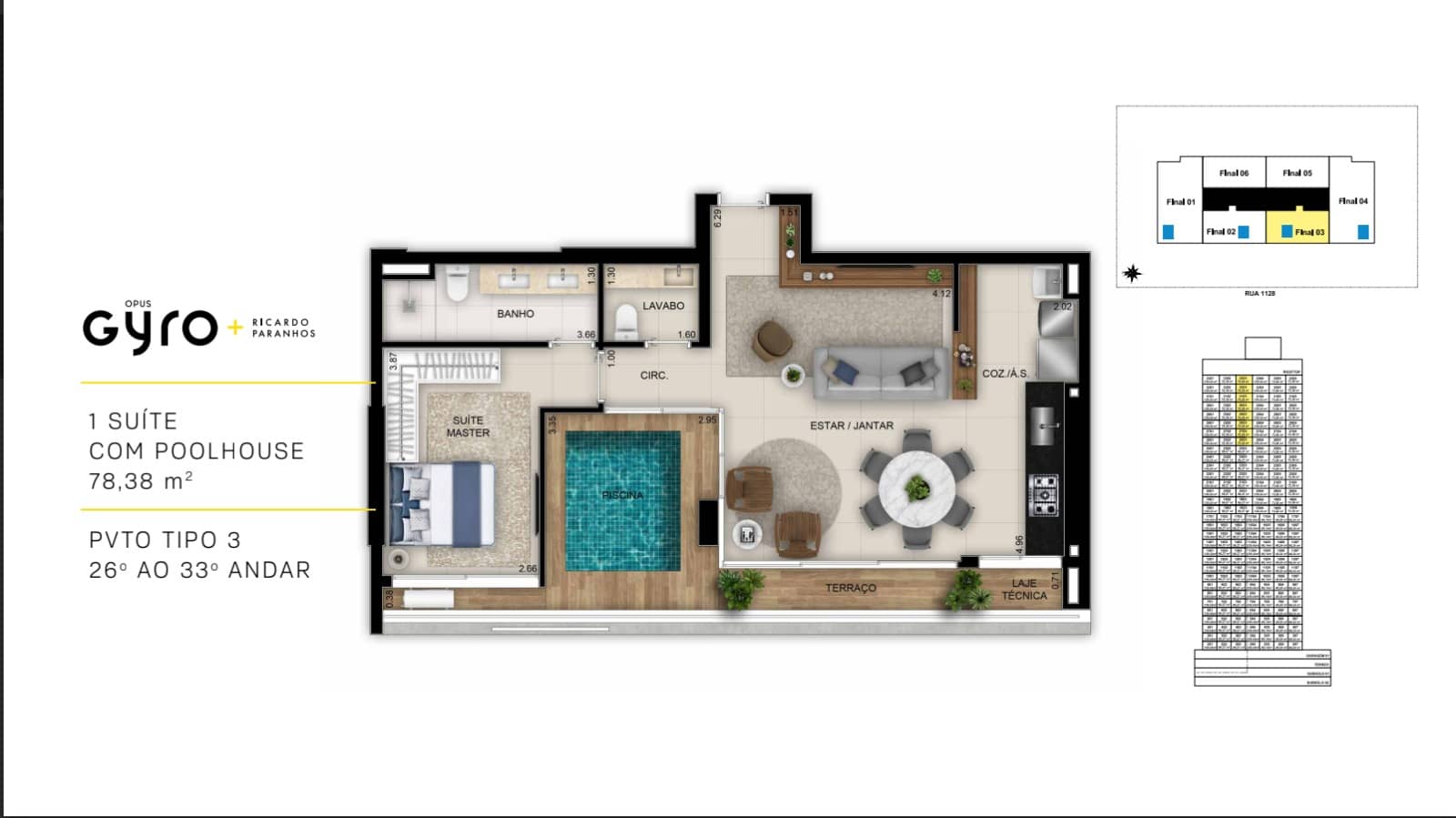 APARTAMENTO - 1 SUITE - COM PISCINA - 78M²