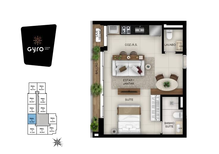 Ágio Apartamento Gyro Cidade Opus 43m²