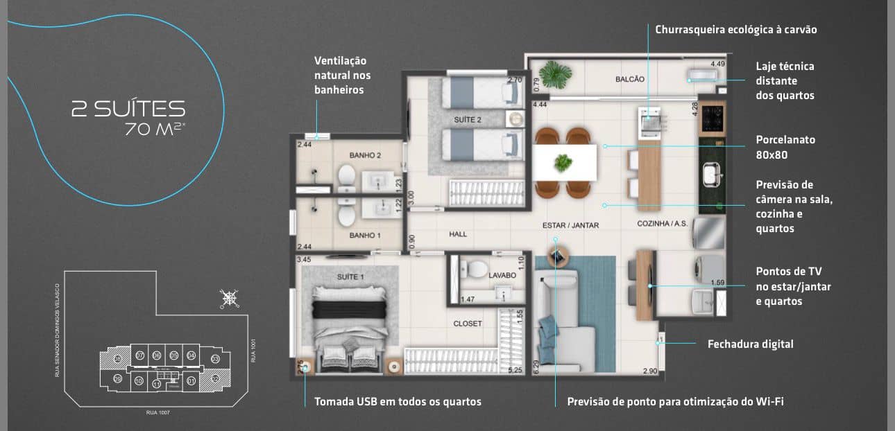 Apartamento Smart Parque Areião 70m²