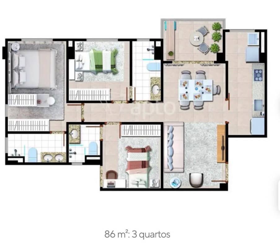 Apartamento Park Living Mutirama - 86m²