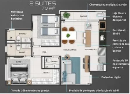 Apartamento Smart Parque Areião - 67m²