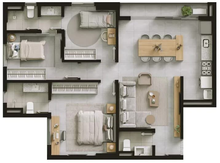 Ágio  Apartamento Hello Viver Universitario 83,57 m²