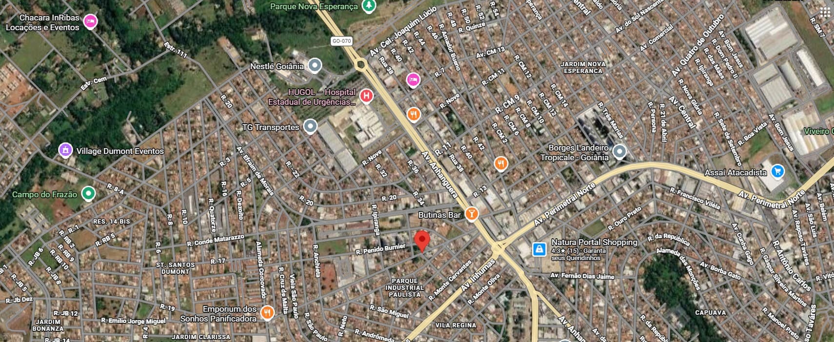 Área residencial atrás do Hugol com 2480 metros quadrados uma quadra inteira vista livre todos os lados