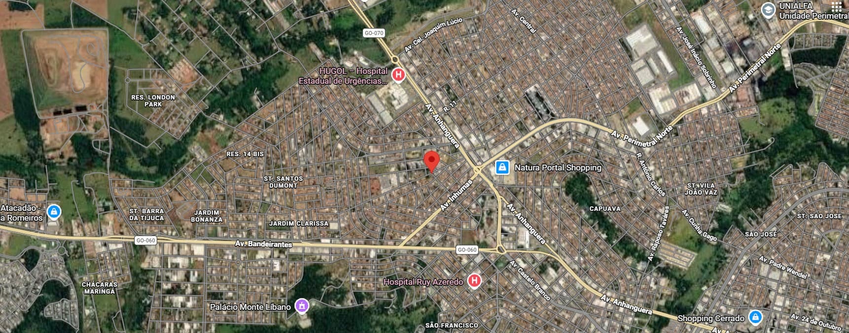 Área residencial atrás do Hugol com 2480 metros quadrados uma quadra inteira vista livre todos os lados