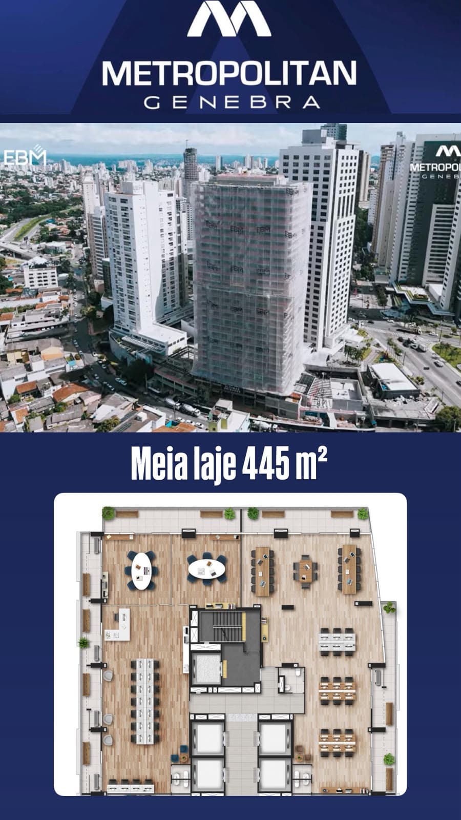 Salas Comerciais Metropolitan Genebra - Meia Laje - 444 m²