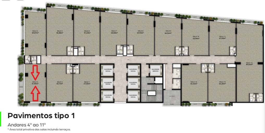 Sala Comercial Opus Geo Work 52m²