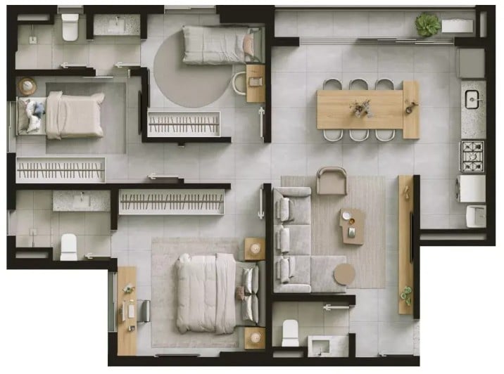 Ágio  Apartamento Hello Viver Universitario 83,57 m²