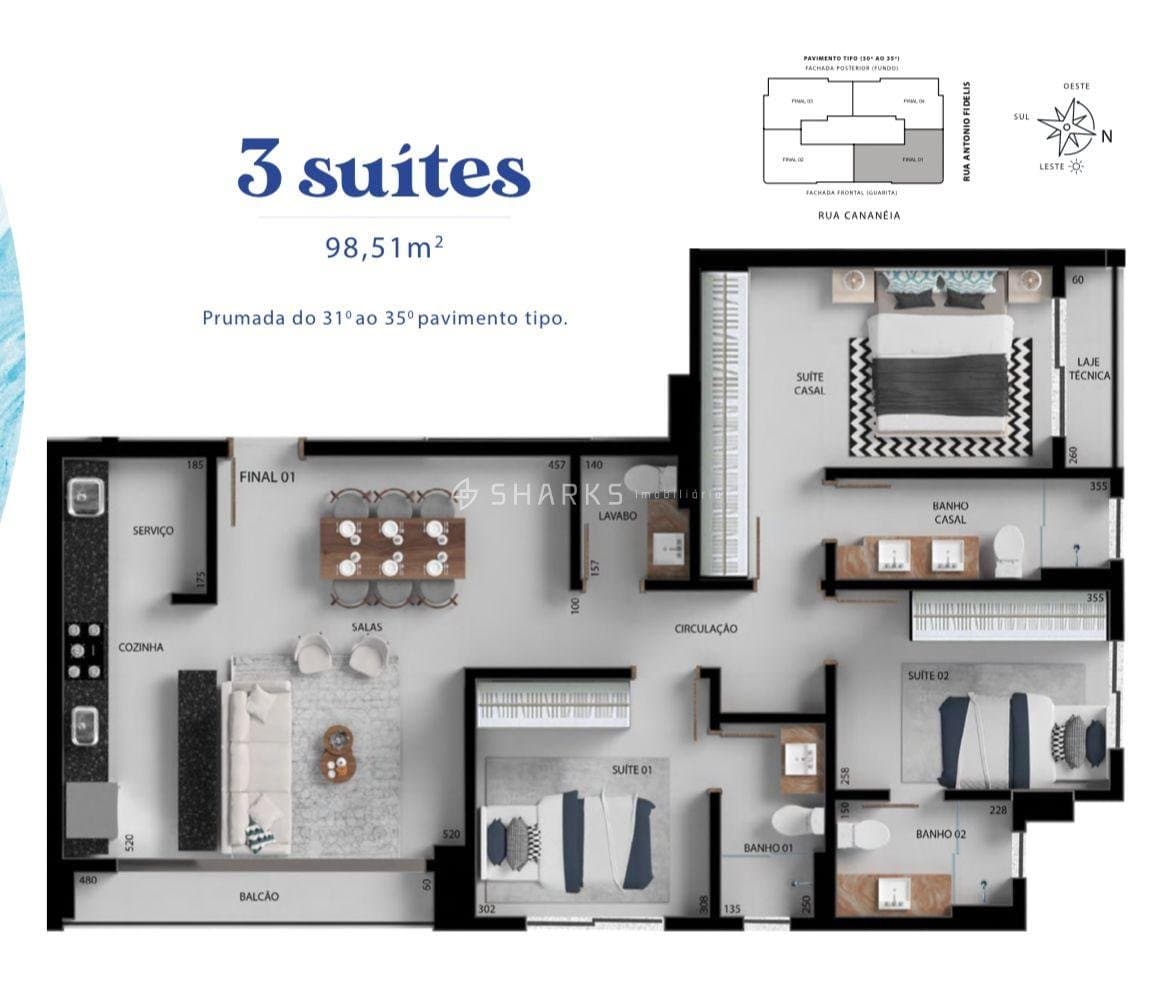 Apartamento Lake House 98m²