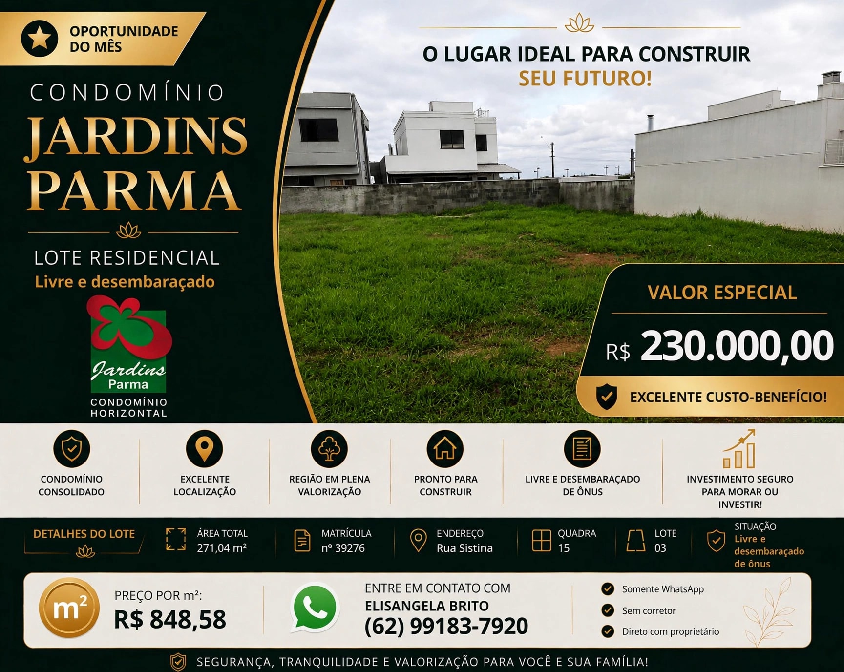 Lote no condomínio Jardins Parma