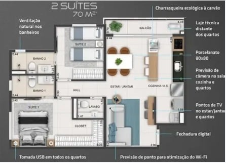 Apartamento Smart Parque Areião - 67m²