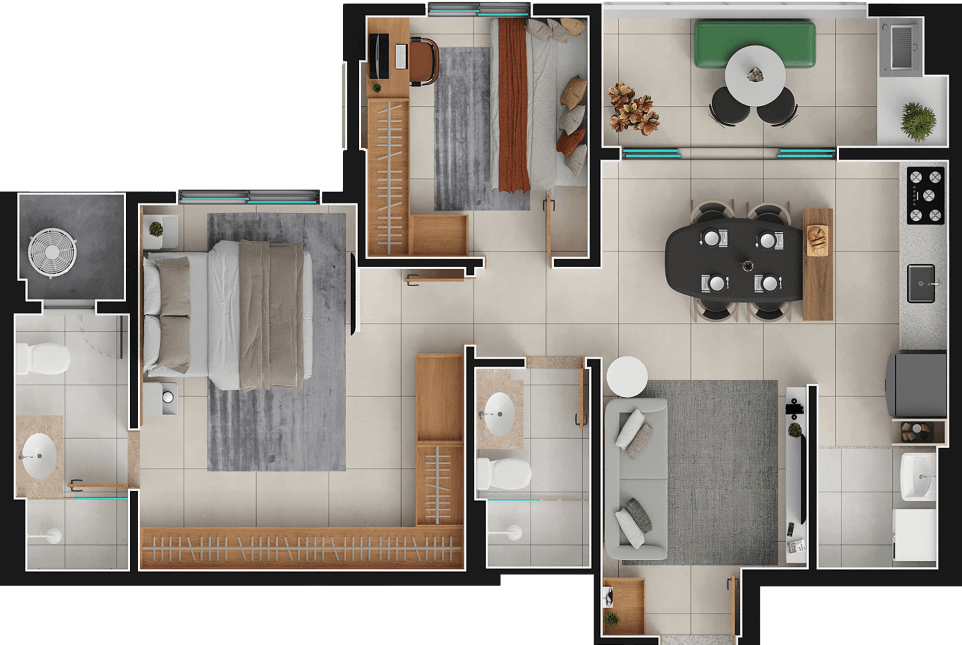 Apartamento Varandas Flamboyant 67 m²