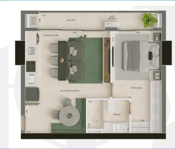 Flat Storya Casa Versátil 48m²