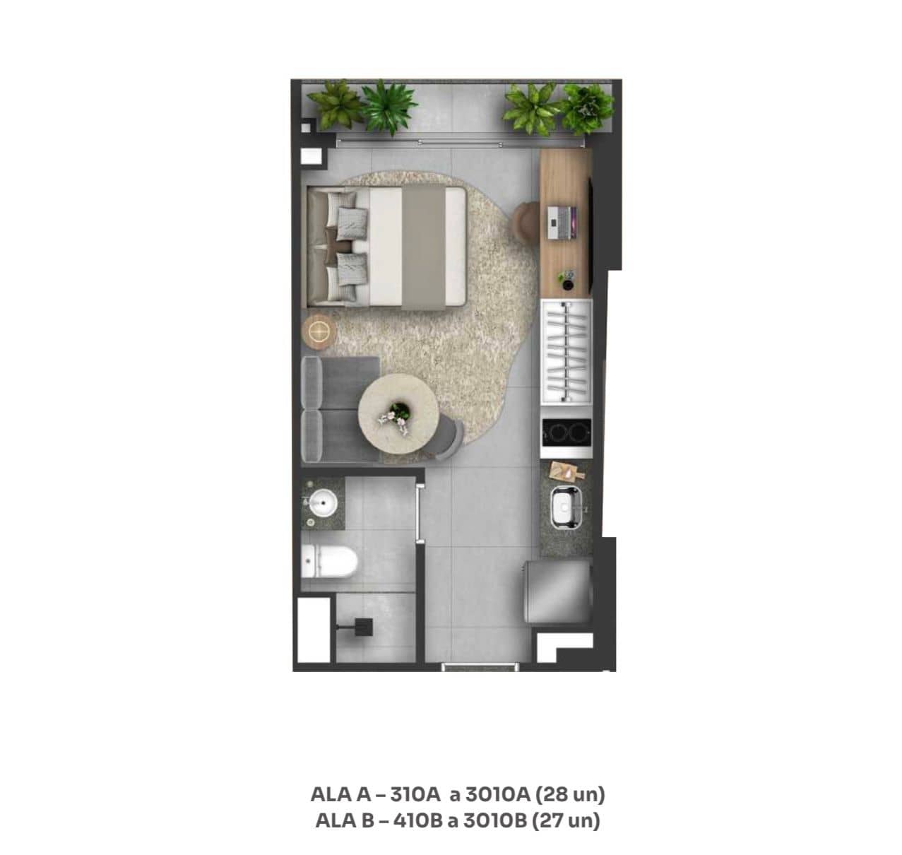 Ágio studio Nomad no Setor Bueno 22,86m²