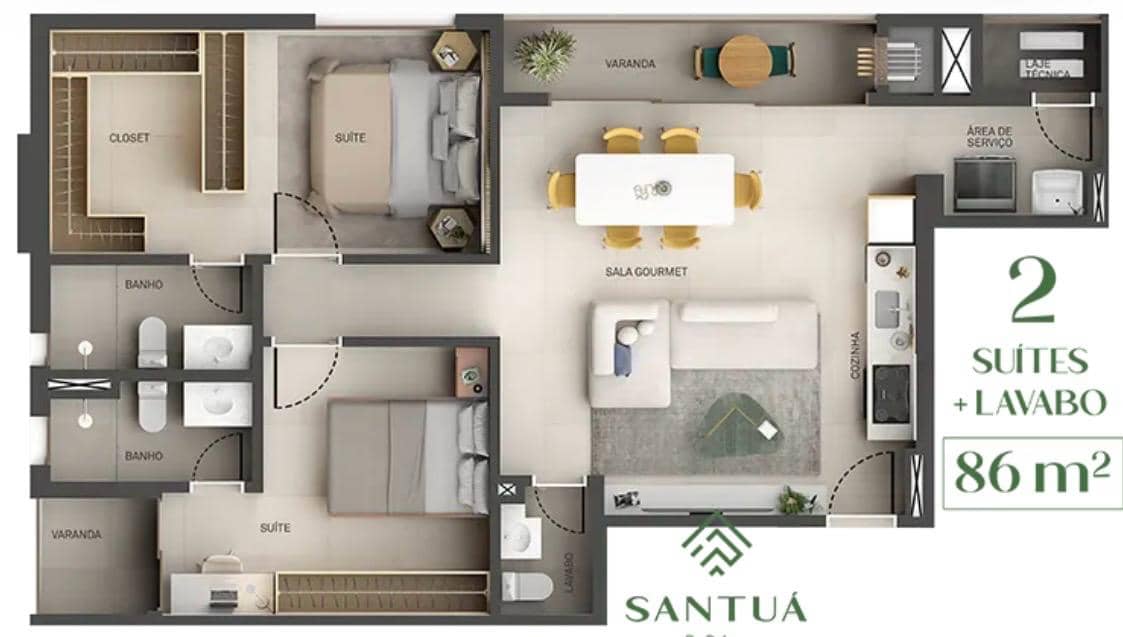 Ágio Apartamento Santua Vaca Brava 85m²