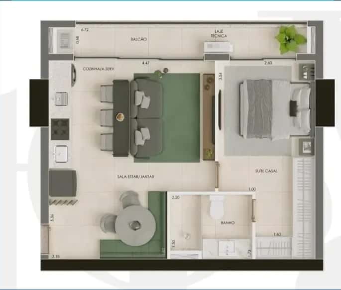 Flat Storya Casa Versátil 48m²