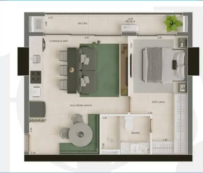 Flat Storya Casa Versátil 48m²