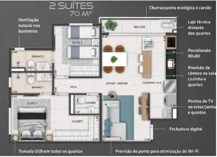 Apartamento Smart Parque Areião - 67m²