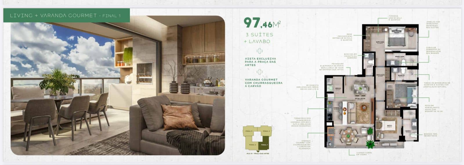 Apartamento Dom Parque Flamboyant 97,46m²