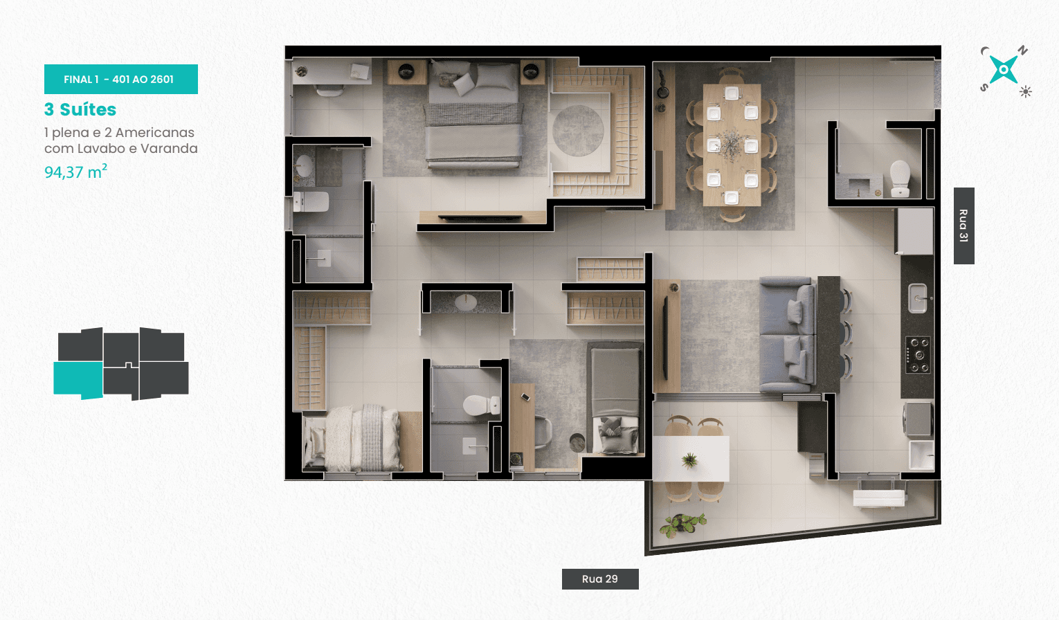 Ágio de Apartamento no B. Great Bosque dos Buritis - 94m²
