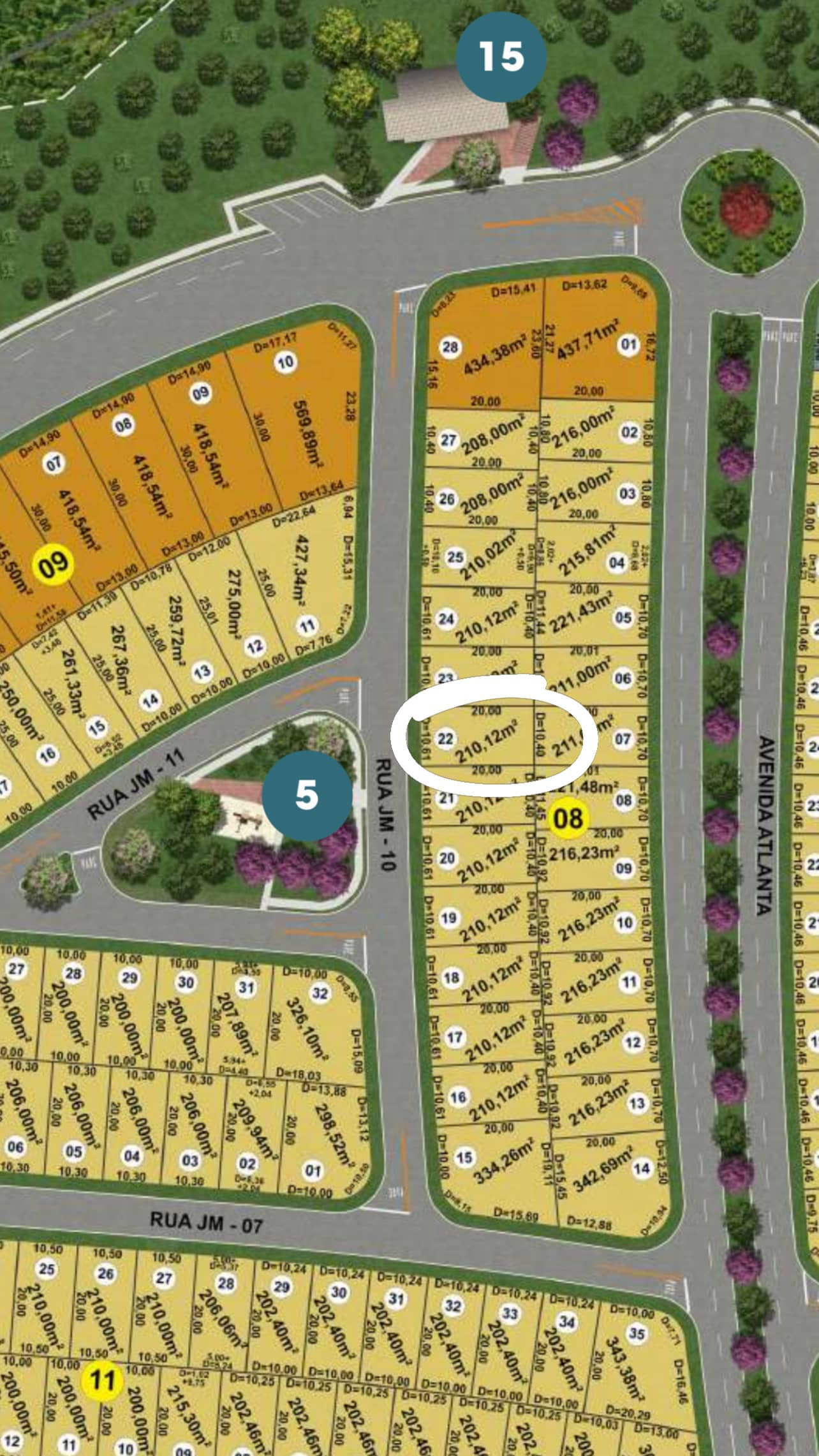 LOTE A VENDA NO JARDINS MIAMI DE 210,12m3